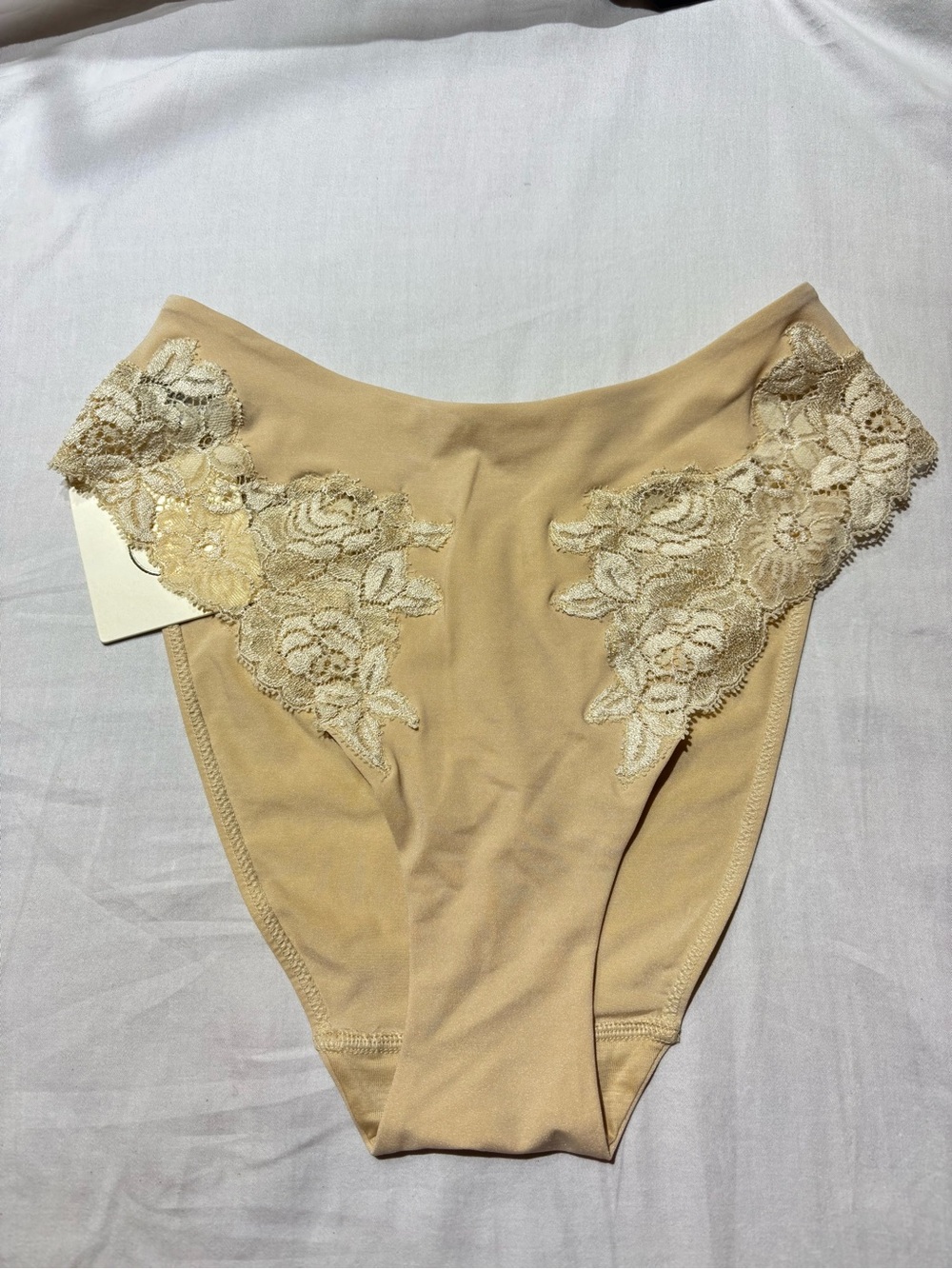 Vintage NWT La Perla Beige Lace-Trim High-Cut Briefs